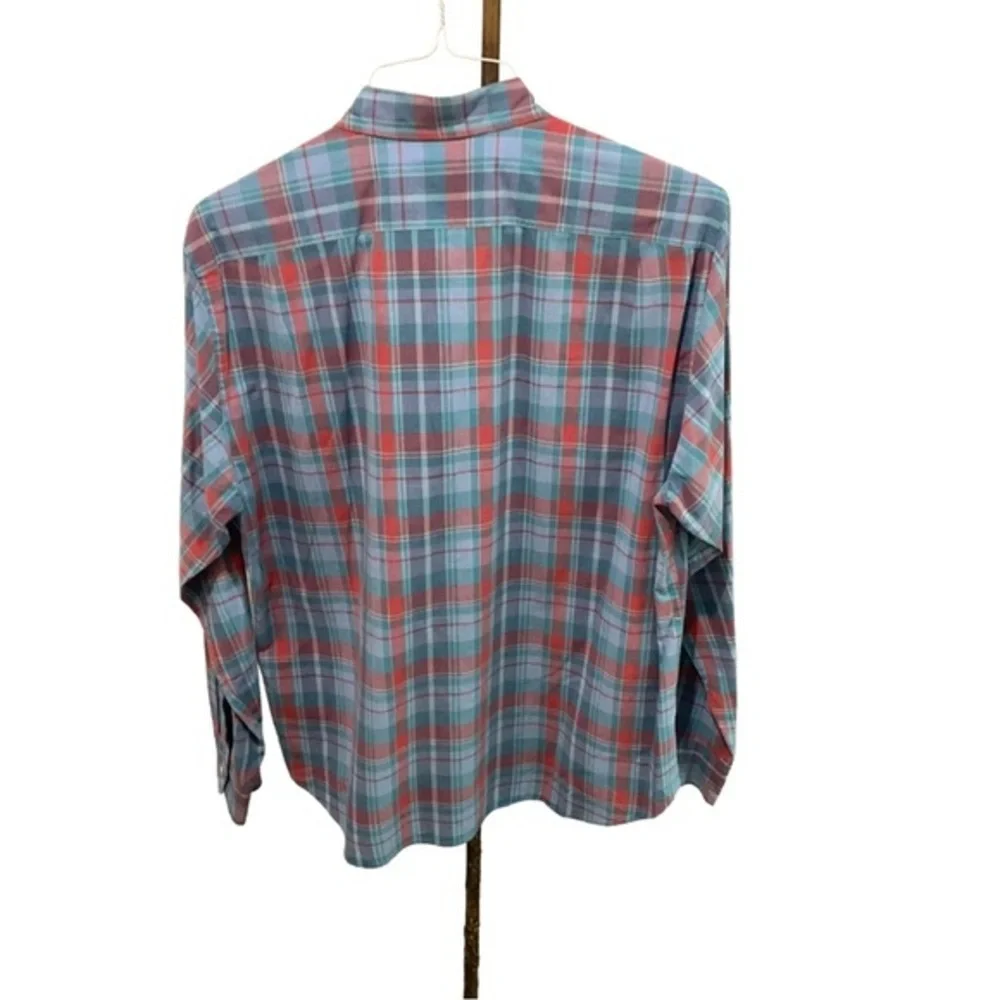 J Crew Mens Blue Red Plaid Long Sleeve Button Up Size XL EUC‎